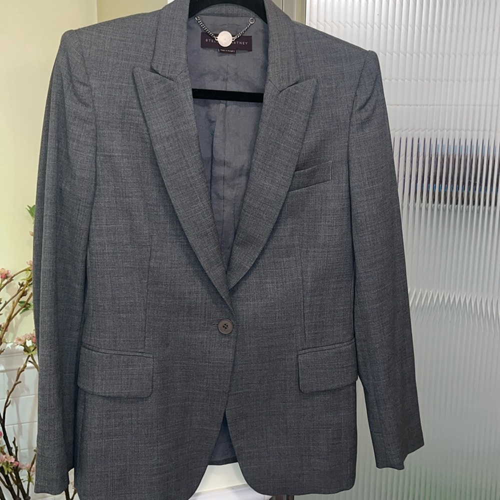 Stella McCartney Gray Tailored Wool-Blend Blazer